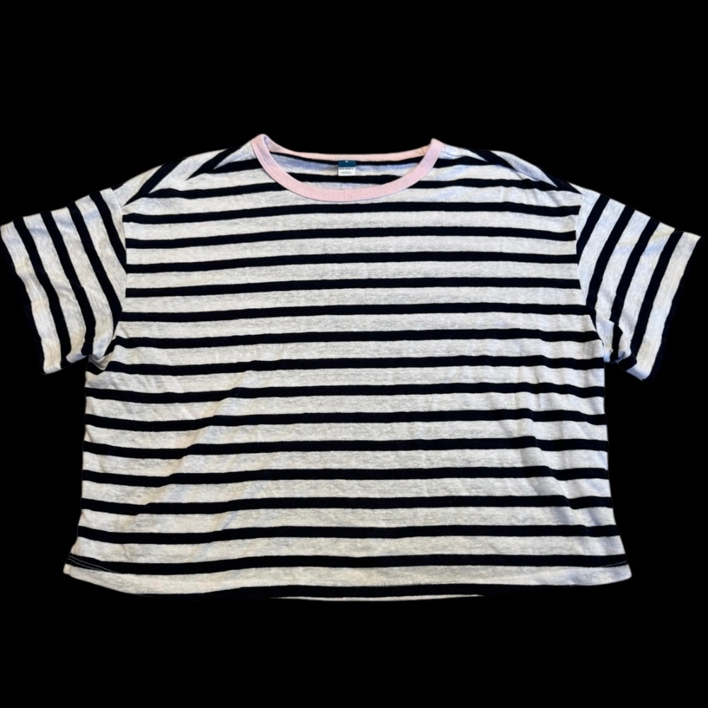 Old Navy Women's Casual Short Sleeve Crewneck Tee Shirt Black Jack & Pink Medium